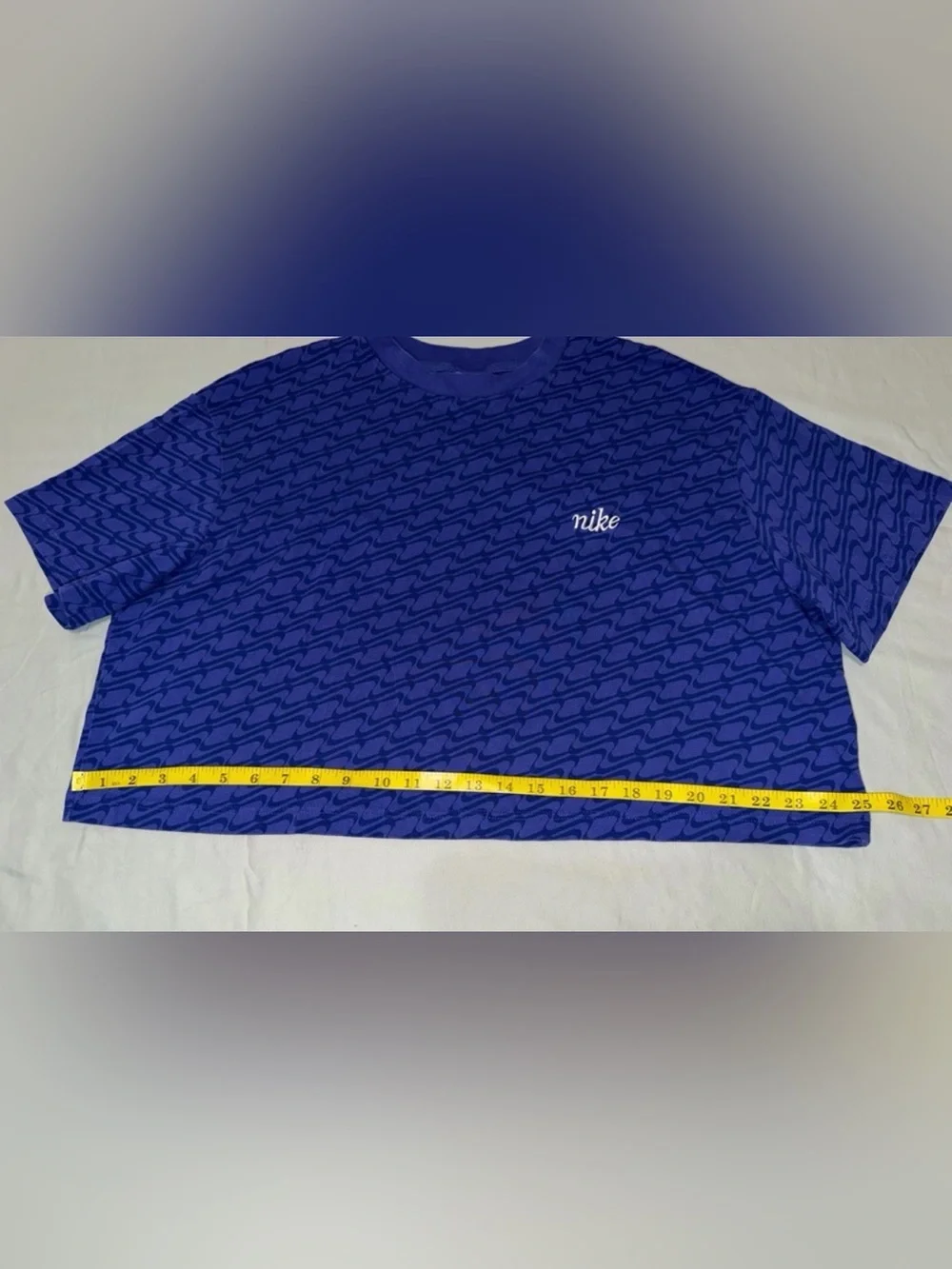 Nike Icon Clash Cropped Tee XL Blue/Purple Allover Print Oversized